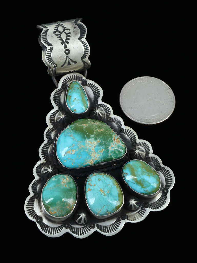 Native American Jewelry Natural Royston Turquoise Cluster Pendant - PuebloDirect.com