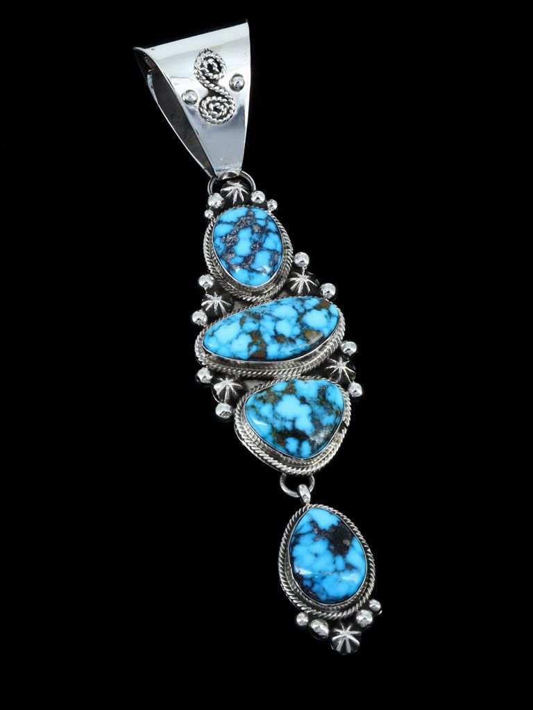 Native American Indian Jewelry Kingman Turquoise Pendant - PuebloDirect.com