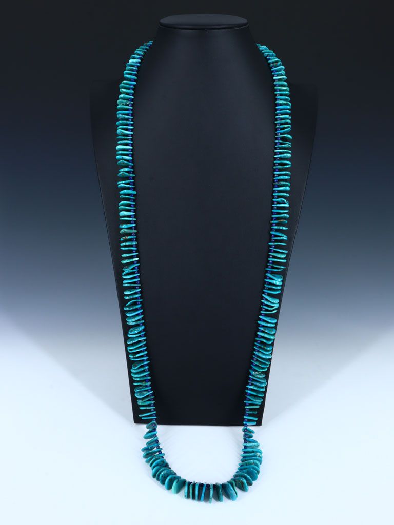 41" Native American Indian Jewelry Single Strand Turquoise Tab Necklace - PuebloDirect.com