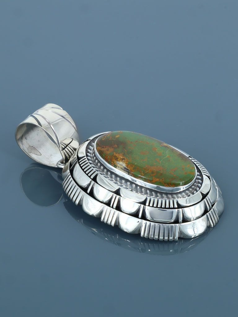 Native American Royston Turquoise Sterling Silver Pendant - PuebloDirect.com