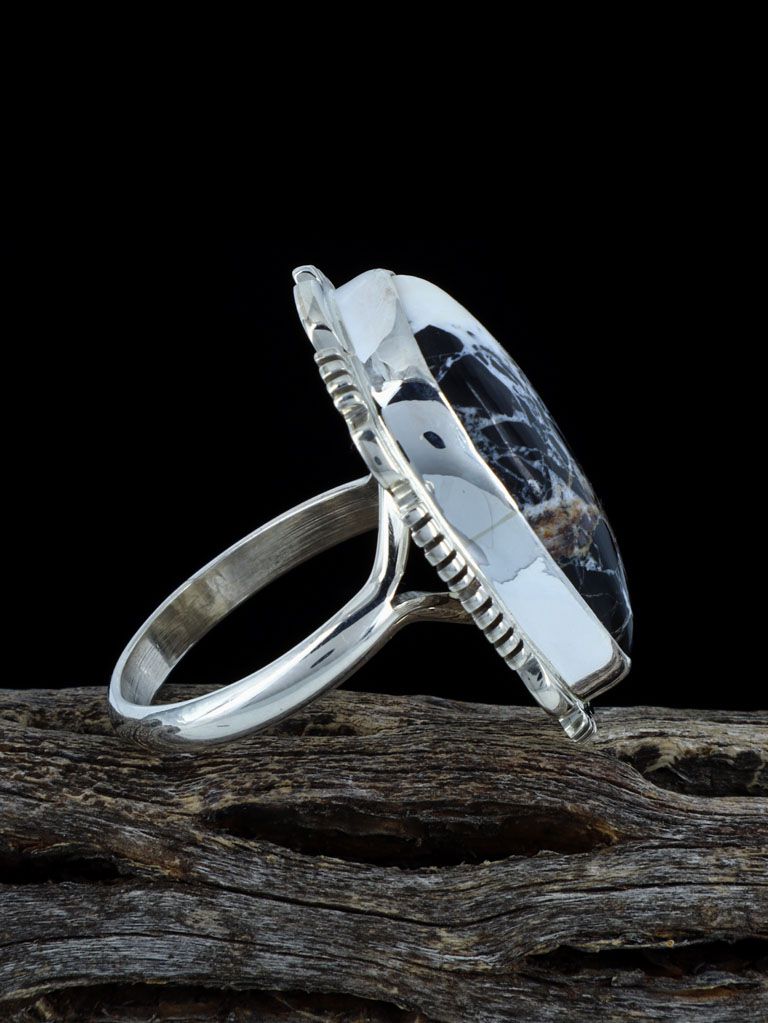 Sterling Silver White Buffalo Ring, Size 9 1/2 - PuebloDirect.com