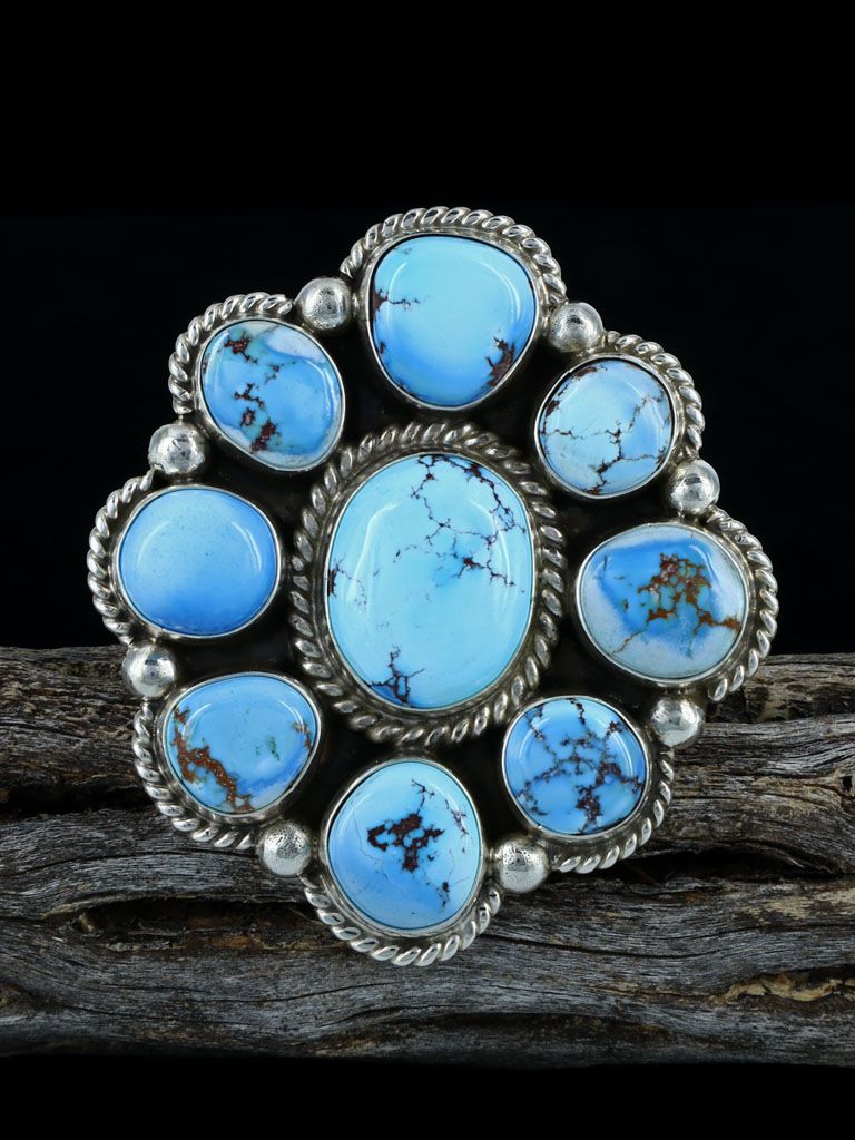 Native American Golden Hill Turquoise Cluster Ring, Size 9 - PuebloDirect.com