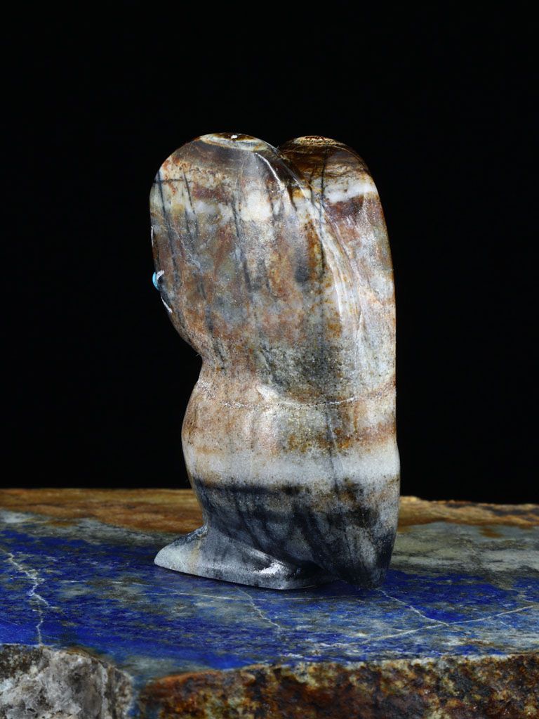Picasso Marble Owl Zuni Fetish - PuebloDirect.com