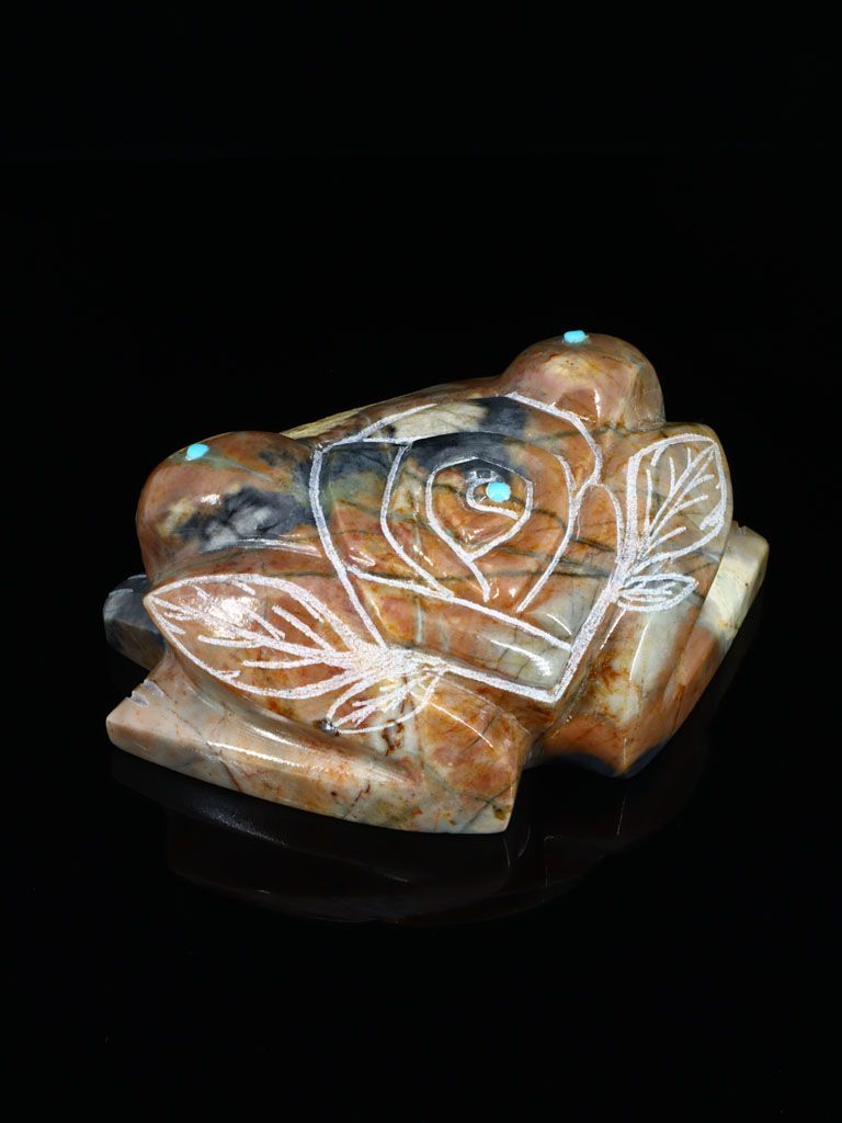 Etched Picasso Marble Frog Zuni Fetish - PuebloDirect.com