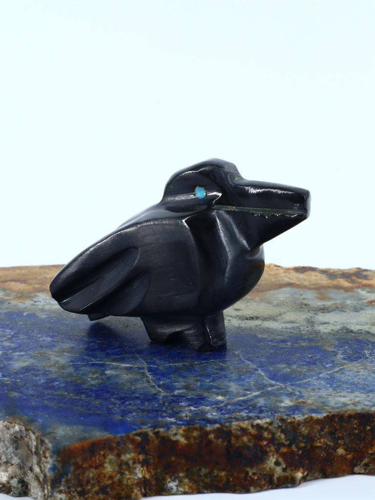 Black Marble Raven Zuni Fetish - PuebloDirect.com